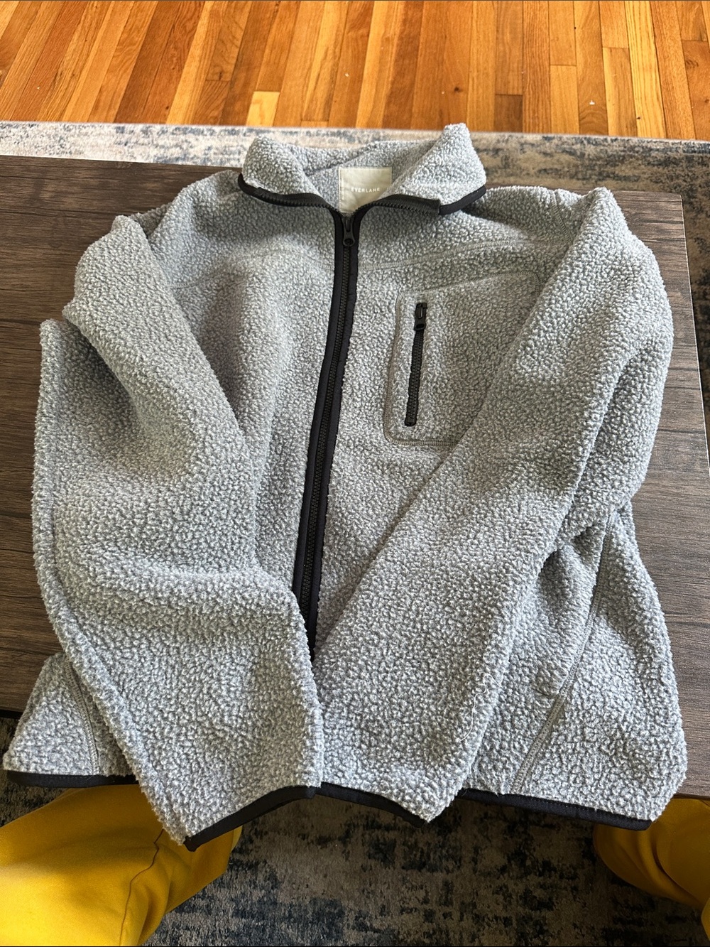Everlane Light Gray Sherpa Zip Jacket